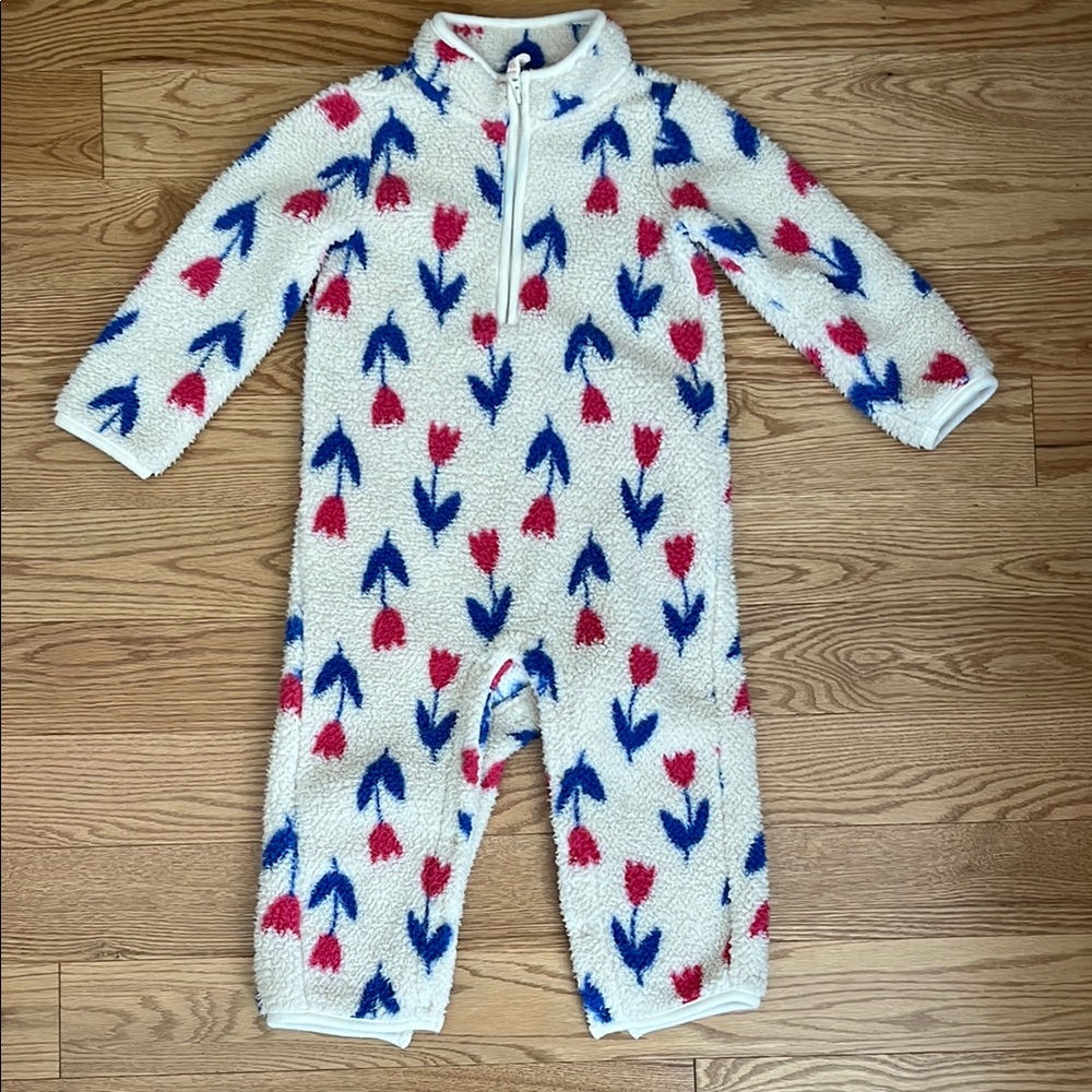 Carter’s Fleece One Piece with Pink and Blue Tulip Pattern